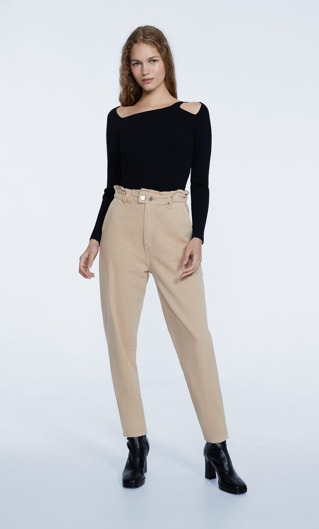 

Stradivarius Baggy-Jeans Aus Twill Steingrau L