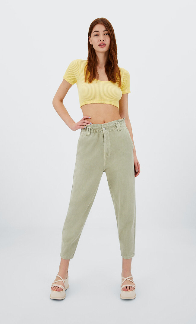 

Stradivarius Baggy-Jeans Aus Twill Grün S
