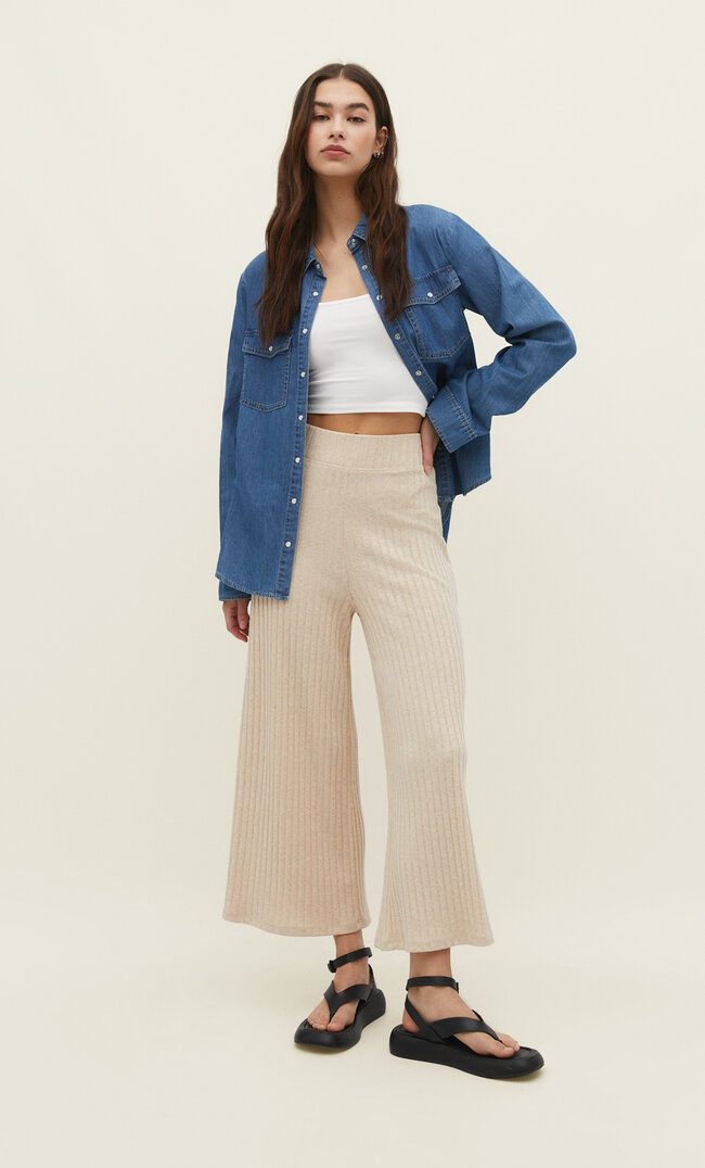 Stradivarius Basic-Culotte-Hose Steingrau Xxs