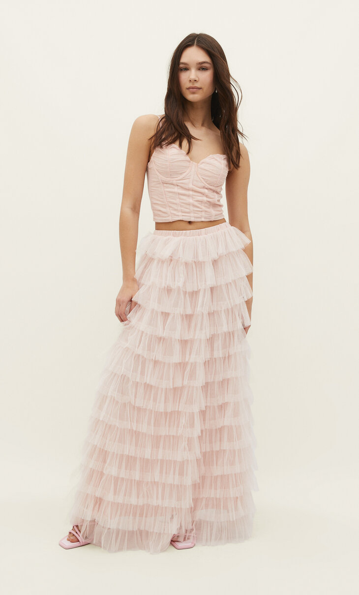 Queen Charlotte long pleated tulle skirt