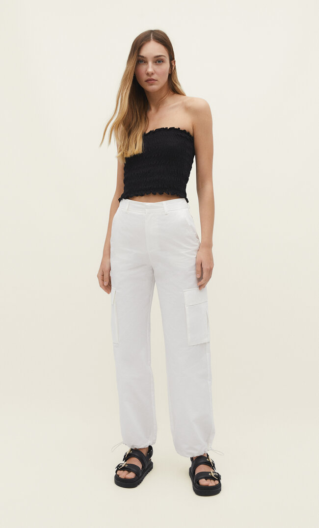

Stradivarius Parachute-Cargohose Ecru 42