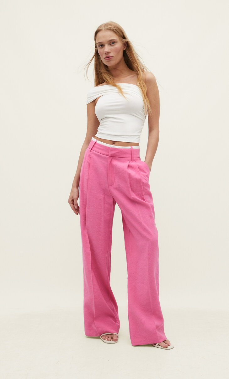 Trousers with contrast waist