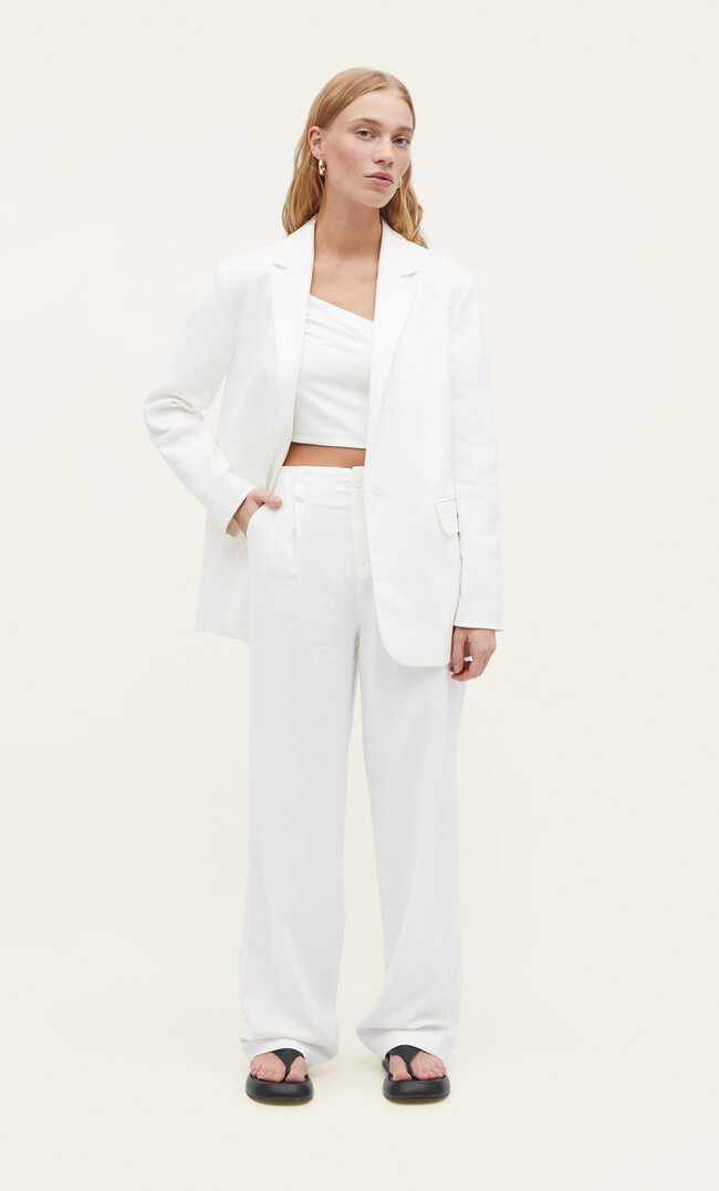 

Stradivarius Stoffhose Mit Leinenanteil Ecru 44