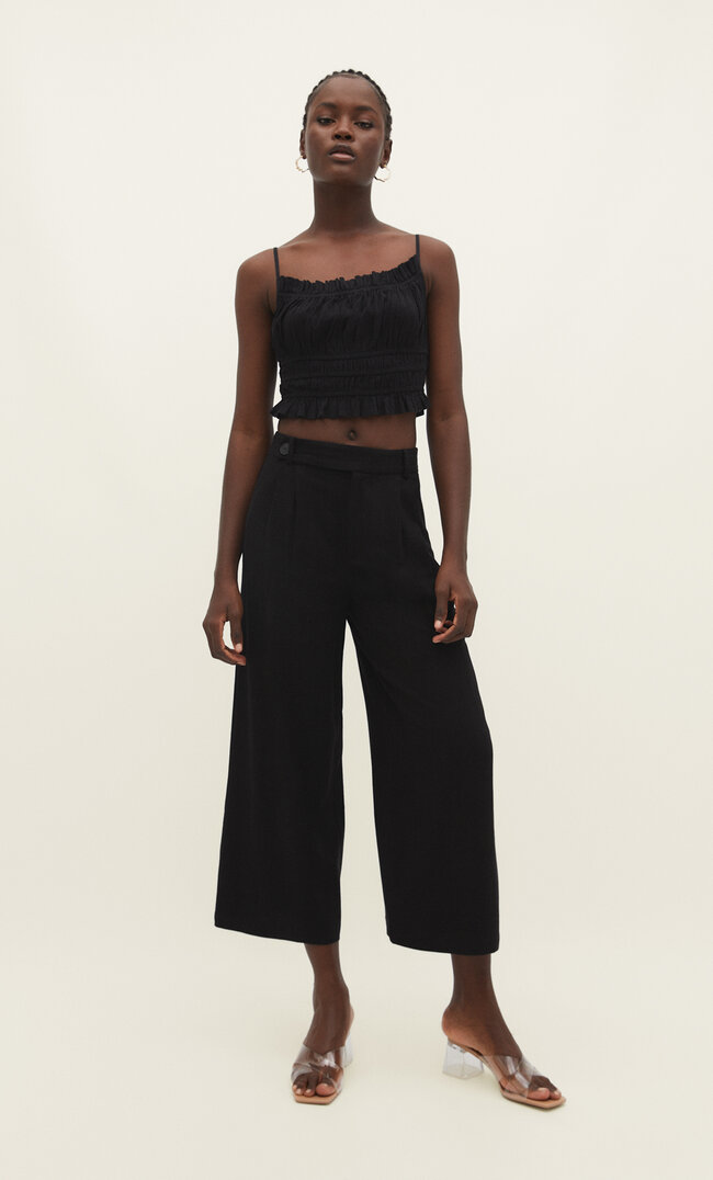 

Stradivarius Culotte-Hose Mit Leinenanteil Schwarz 38