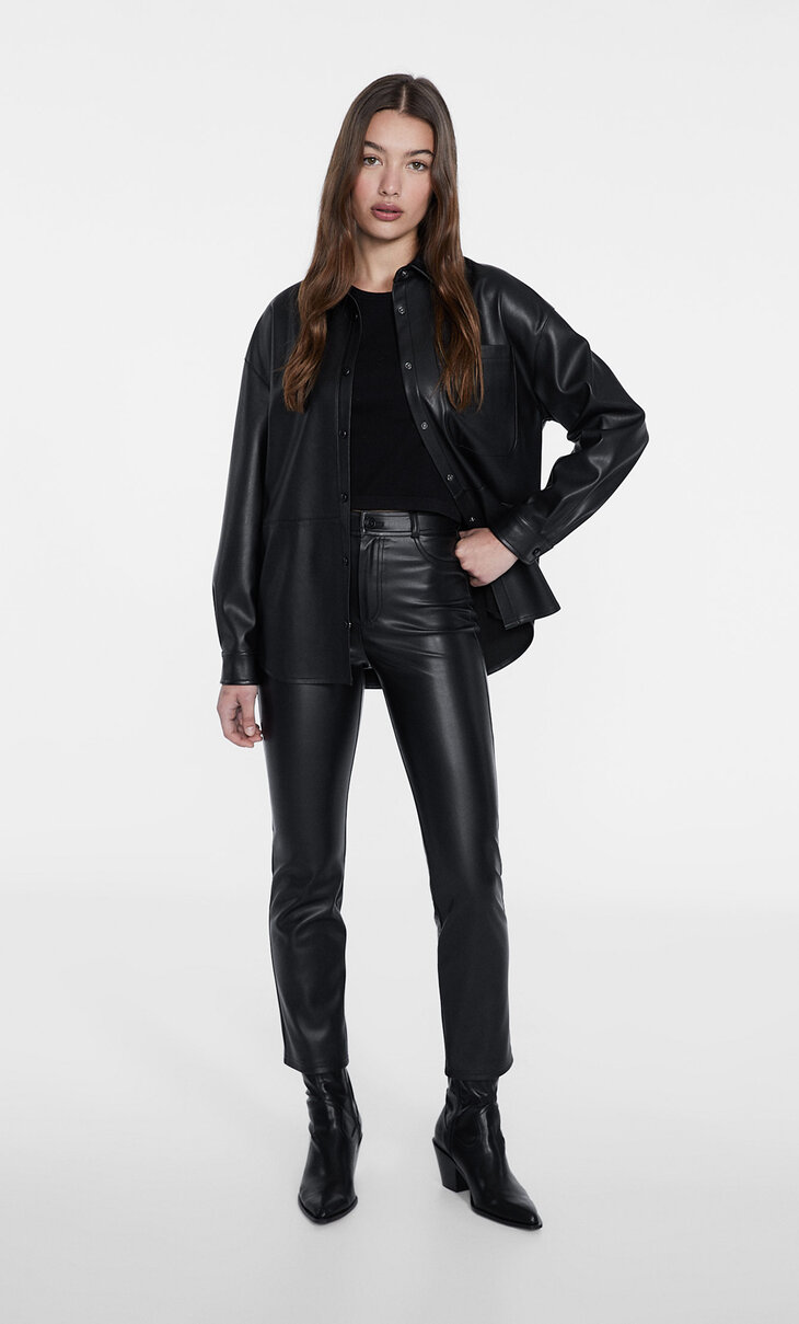 Women’s Leather Effect Trousers - Collection 2023 | Stradivarius Hungary
