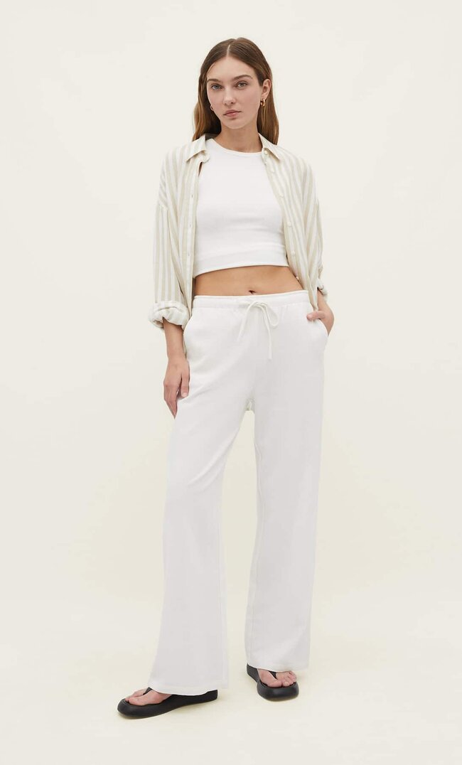 

Stradivarius Lange, Fließende Hose Stil Mit Leinenanteil Ecru Xl