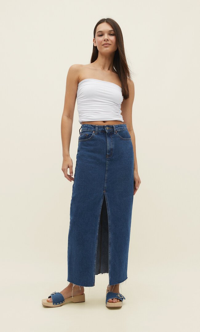 

Stradivarius Langer Jeansrock Medium Dark Blue Denim 38