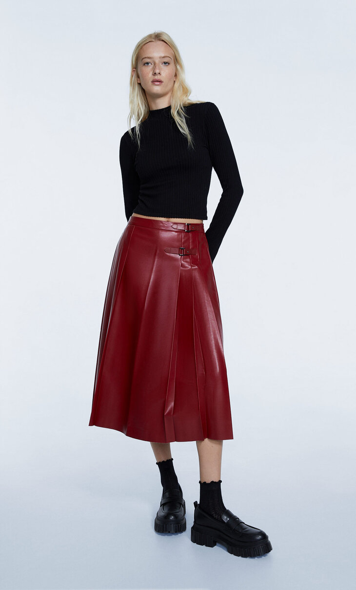 Midi skirt with box pleats