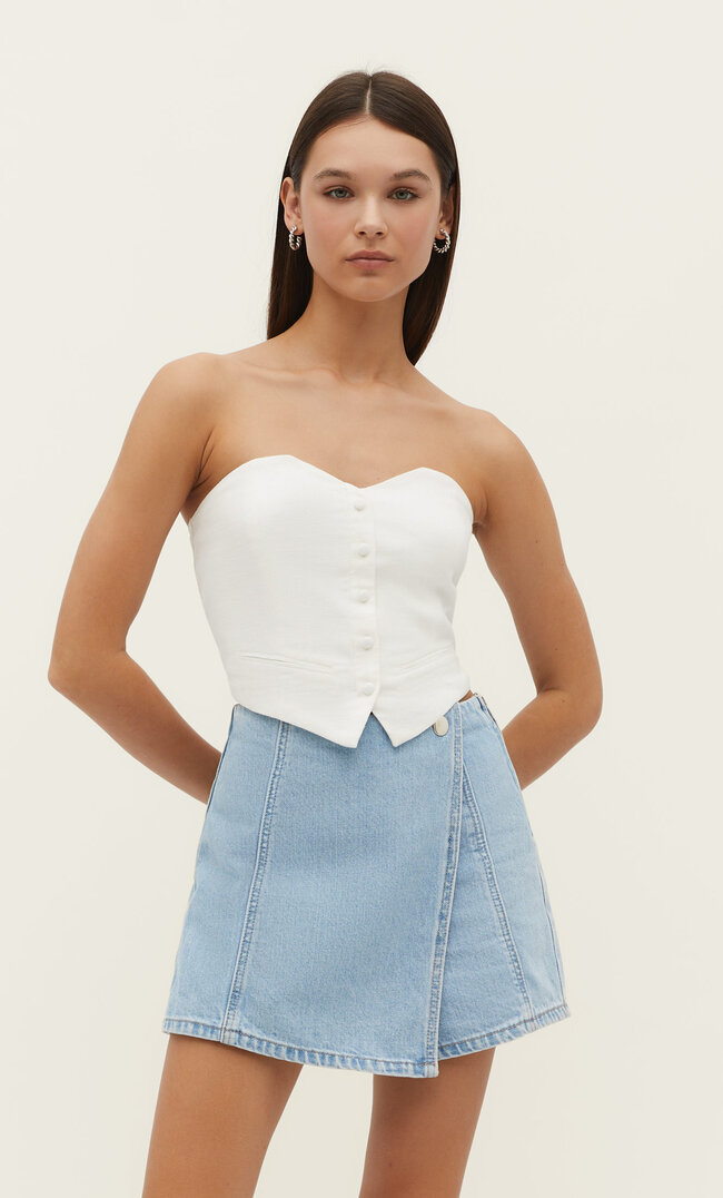

Stradivarius Jeans-Skort In Wickeloptik Medium Light Blue Denim 34