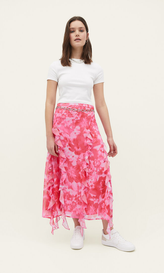 

Stradivarius Midirock Aus Tüll Mit Volant Fuchsia Xs