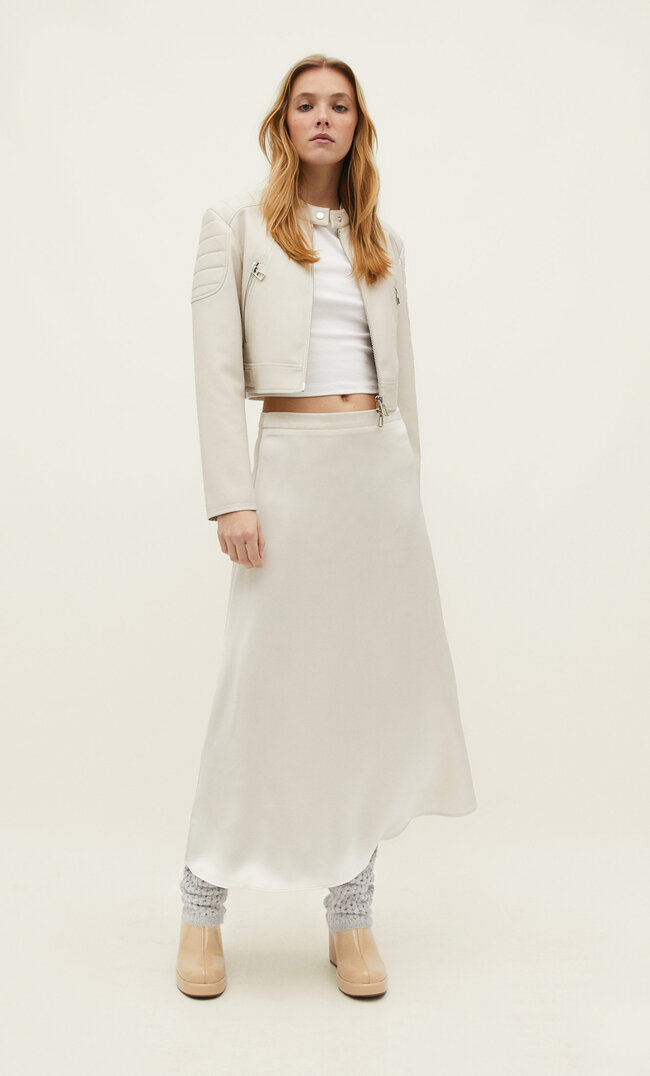 

Stradivarius Midirock Mit Satinbeschichtung Ecru Xl