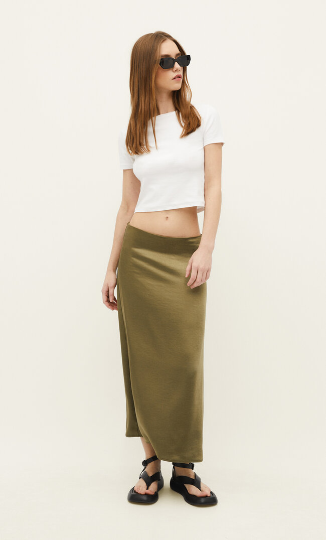 

Stradivarius Midirock Mit Satinbeschichtung Khaki Xl