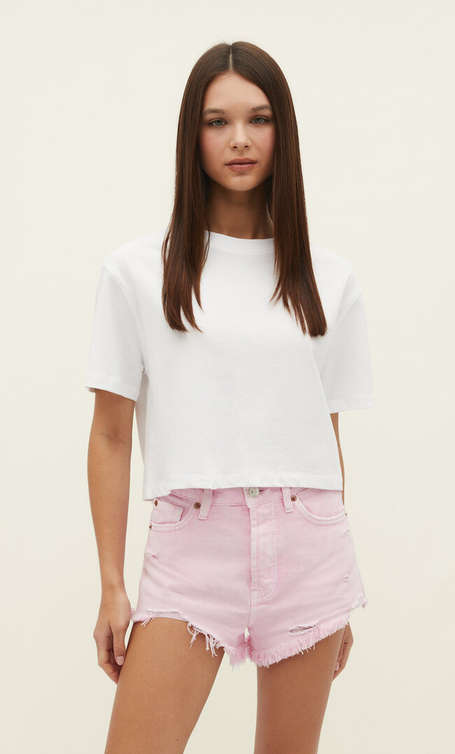

Stradivarius Micro-Jeansshorts Kaugummirosa 36