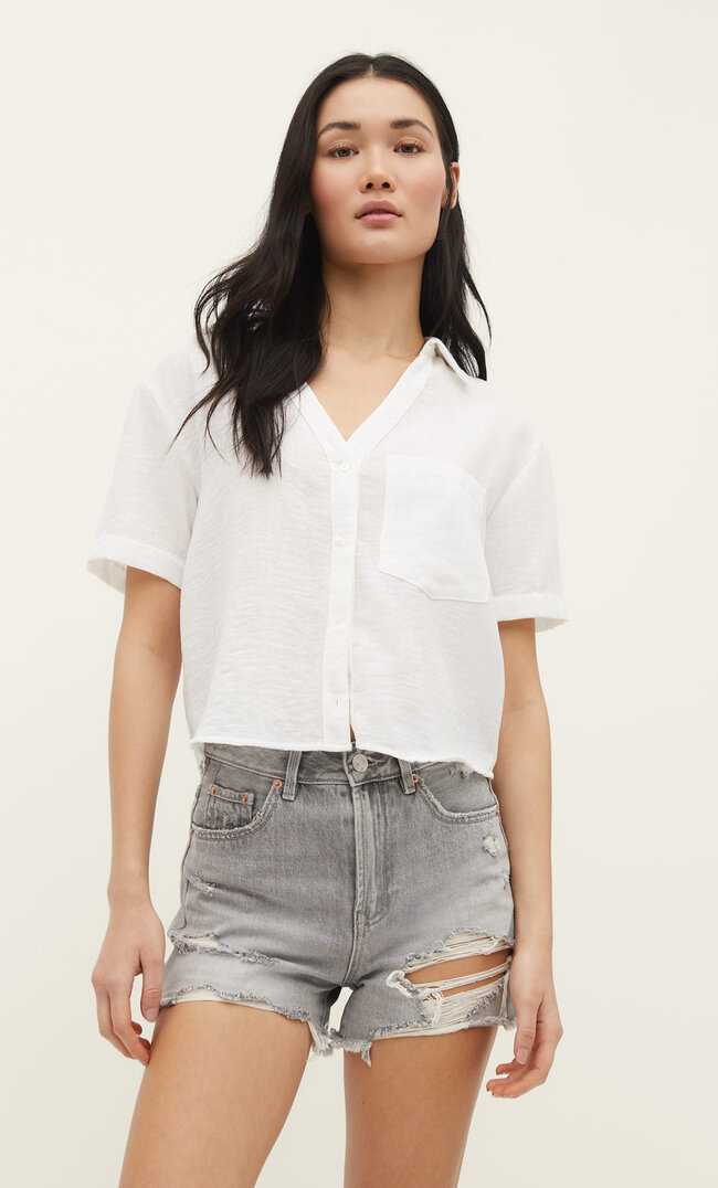 

Stradivarius Jeansshorts Mit Rissen Grau 42