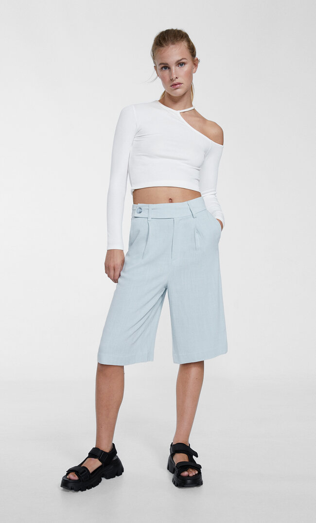 Stradivarius Bermudashorts Im Rustikalen Stil Himmelblau 44