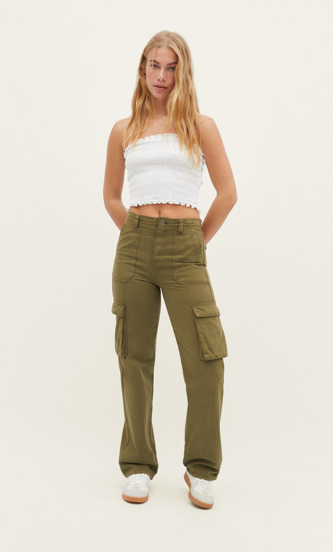 

Stradivarius Spodnie cargo relax fit Khaki 44