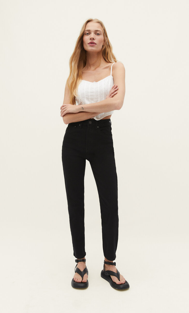 stradivarius slim fit mom jeans