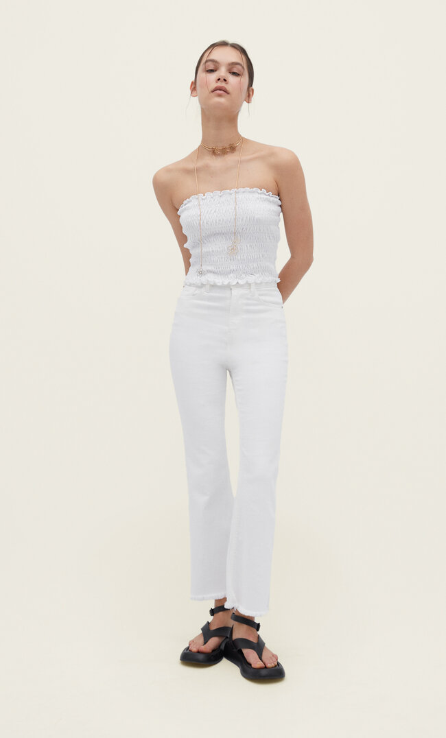 

Stradivarius Cropped-Schlaghose Weiß 34