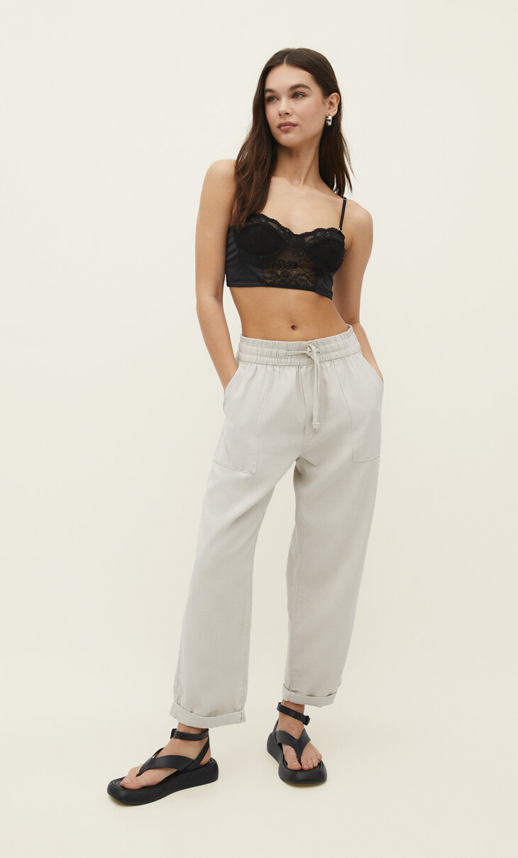 Flowing twill trousers