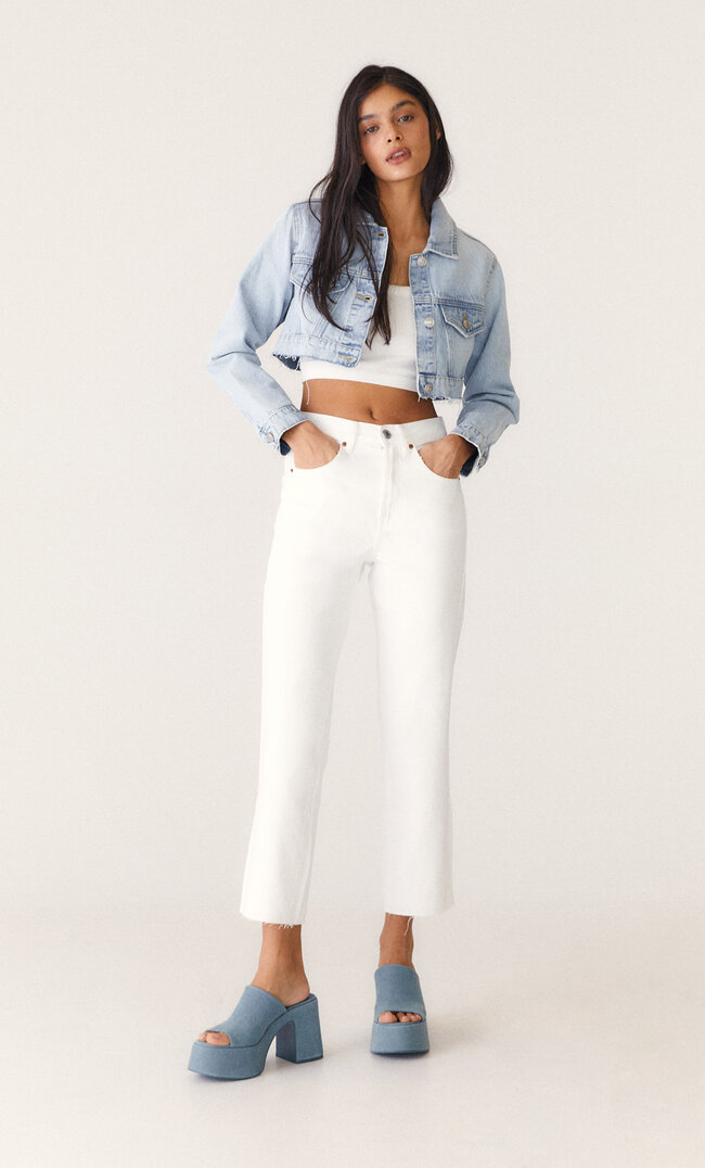Jeans straight cropped Stradivarius Mexico