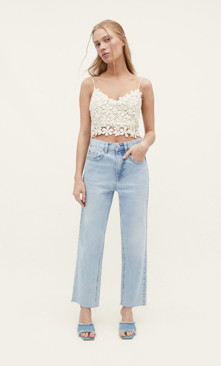 Cropped straight jeans