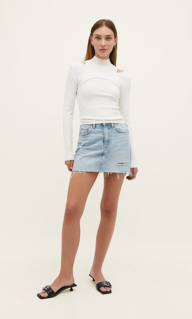 

Stradivarius Bolero im Rippenstrick Ecru XS