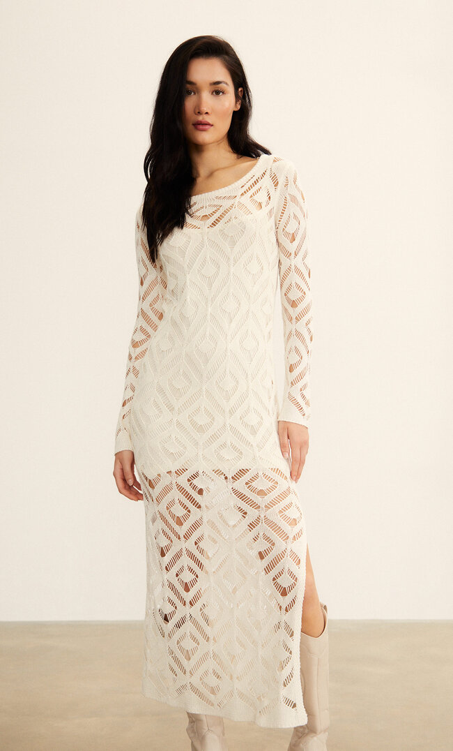 

Stradivarius Kleid Mit Lockerem Strickmuster Vanille L