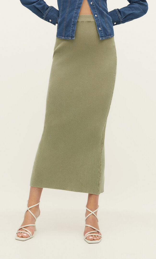 

Stradivarius Długa spódnica z dzianiny Khaki L