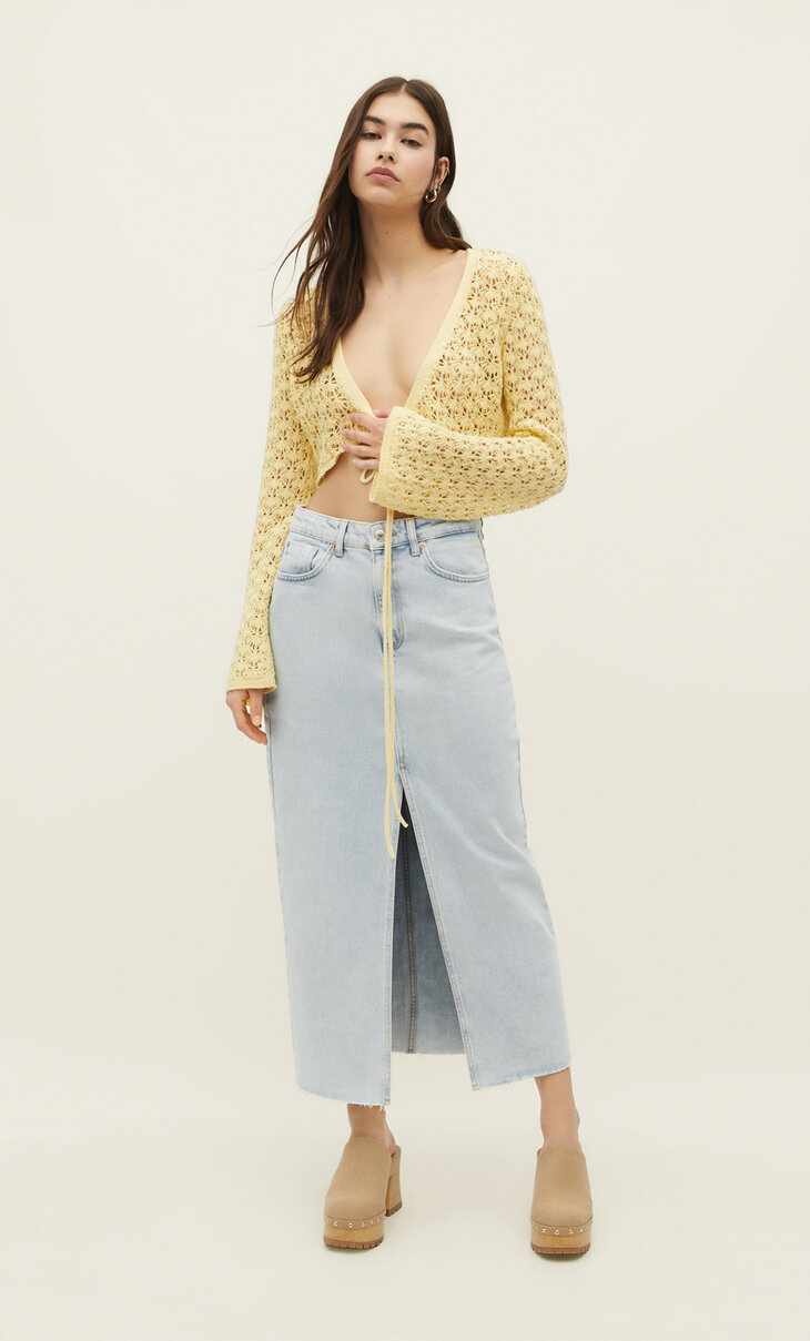 Open-knit bolero jacket