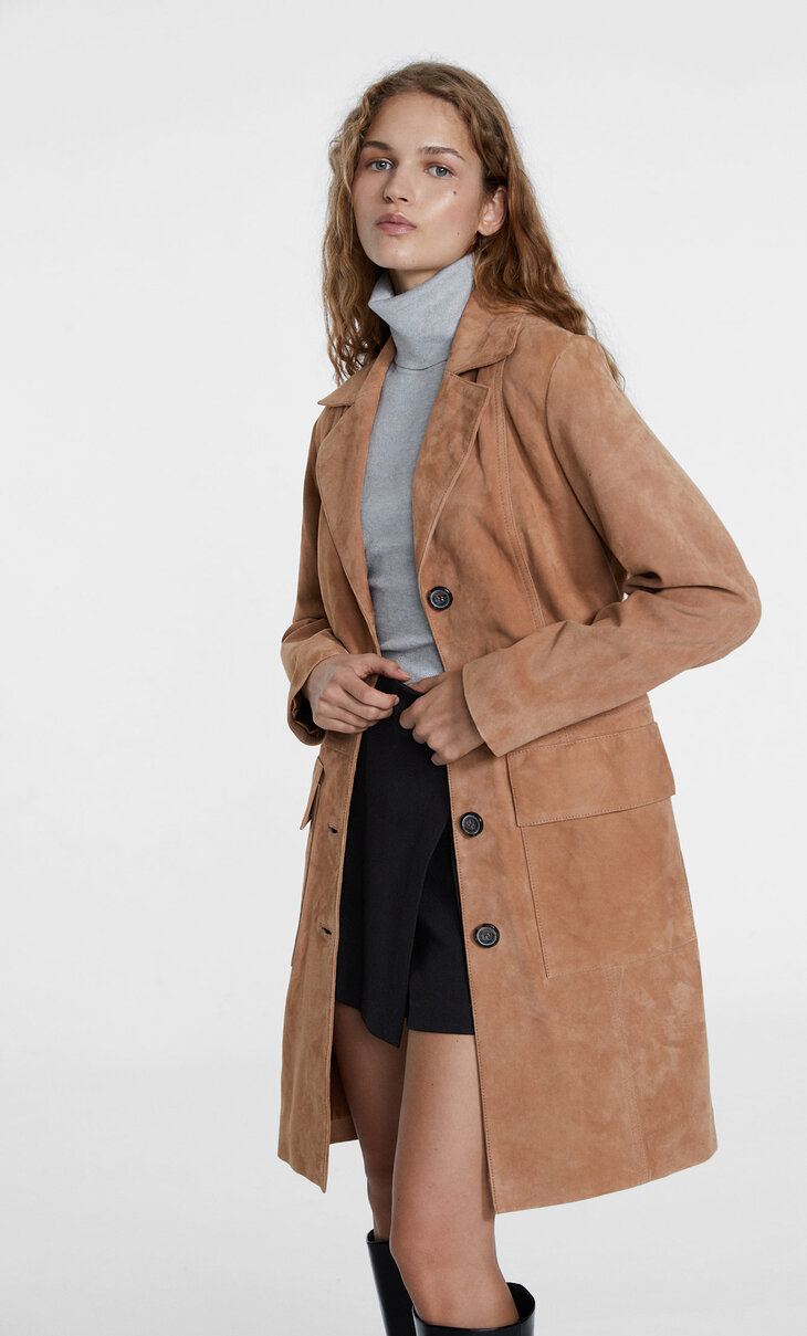 suede trench