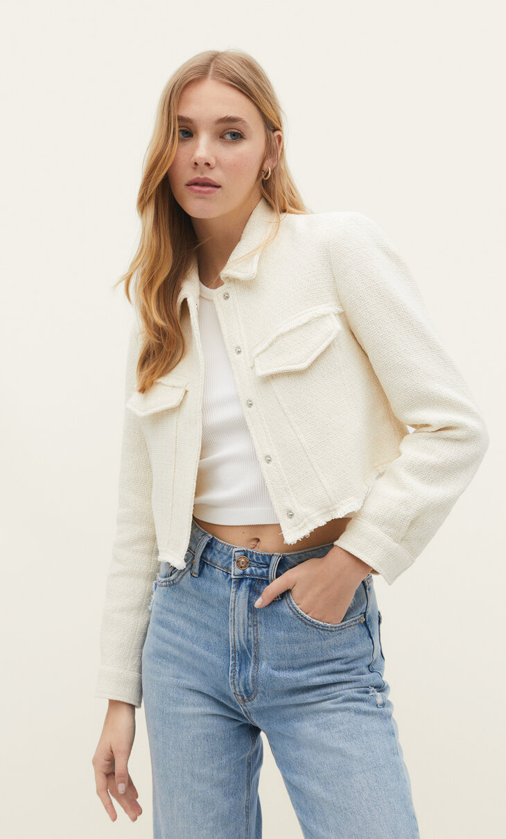 Textured cropped jacket