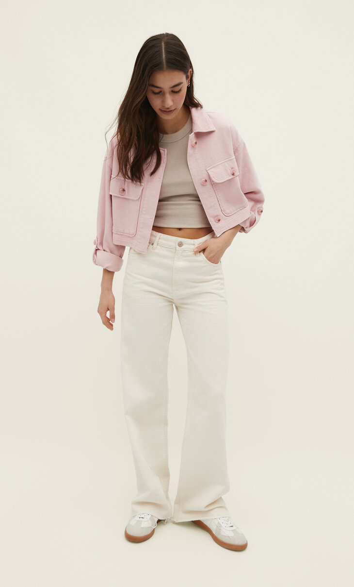Rustic cropped twill jacket