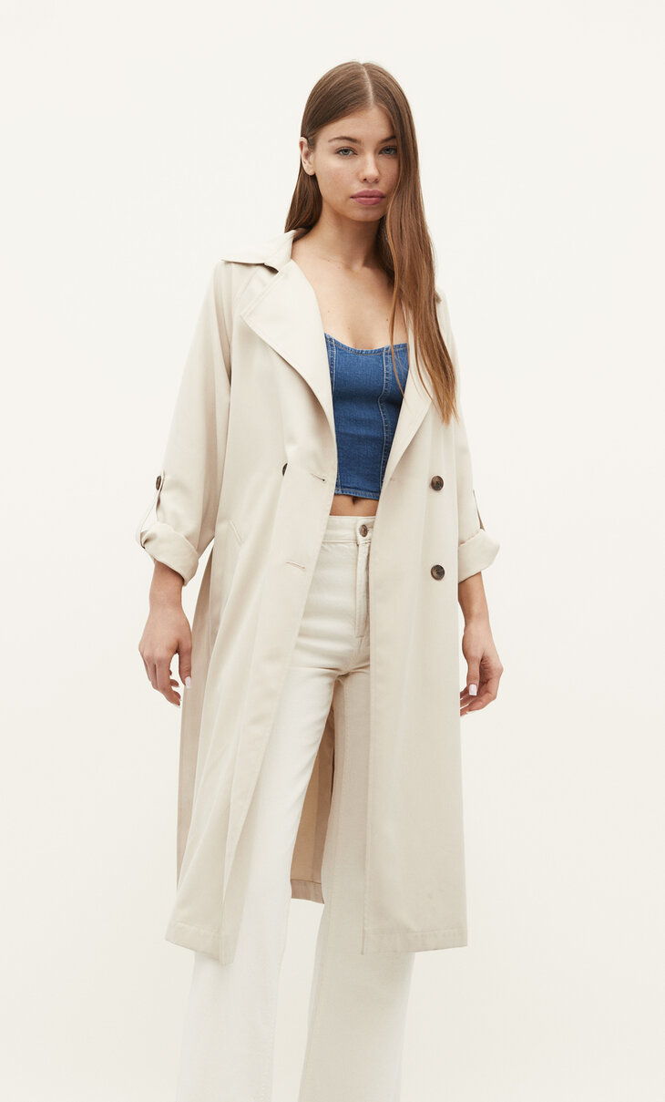 Long flowing trench coat