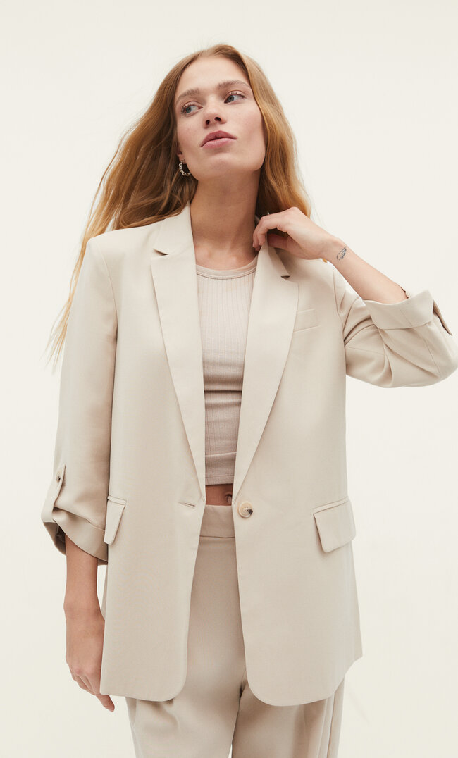 

Stradivarius Fließender Straight-Fit Blazer Beige XL