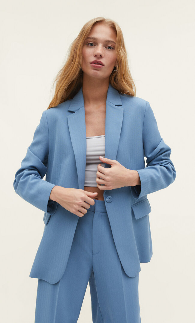 

Stradivarius Marynarka zapinana na guziki o kroju casual Indygo M
