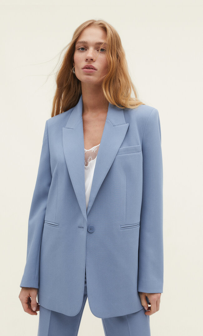 

Stradivarius Blazer mit Knopf Himmelblau XL