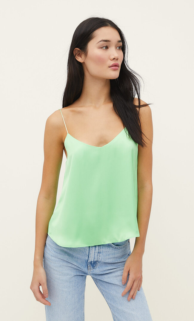

Stradivarius Satin-Top mit Spaghettiträgern Grün XS