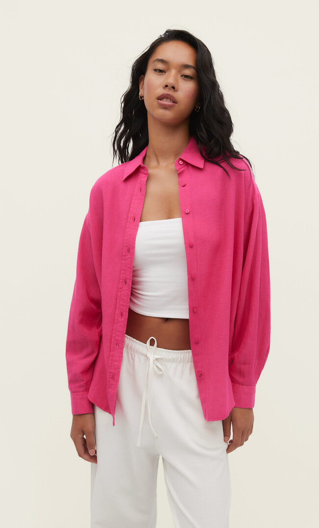 

Stradivarius Hemd Mit Leinenanteil Pastellrosa Xl