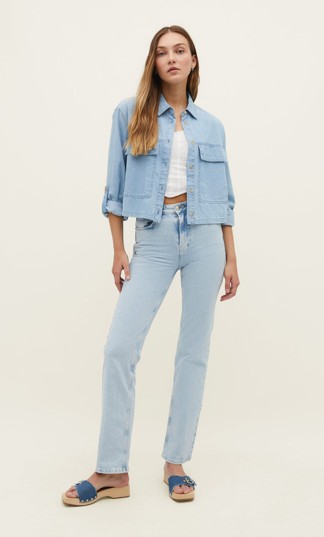 

Stradivarius Jeans-Overshirt im Utility-Look Jeansblau L