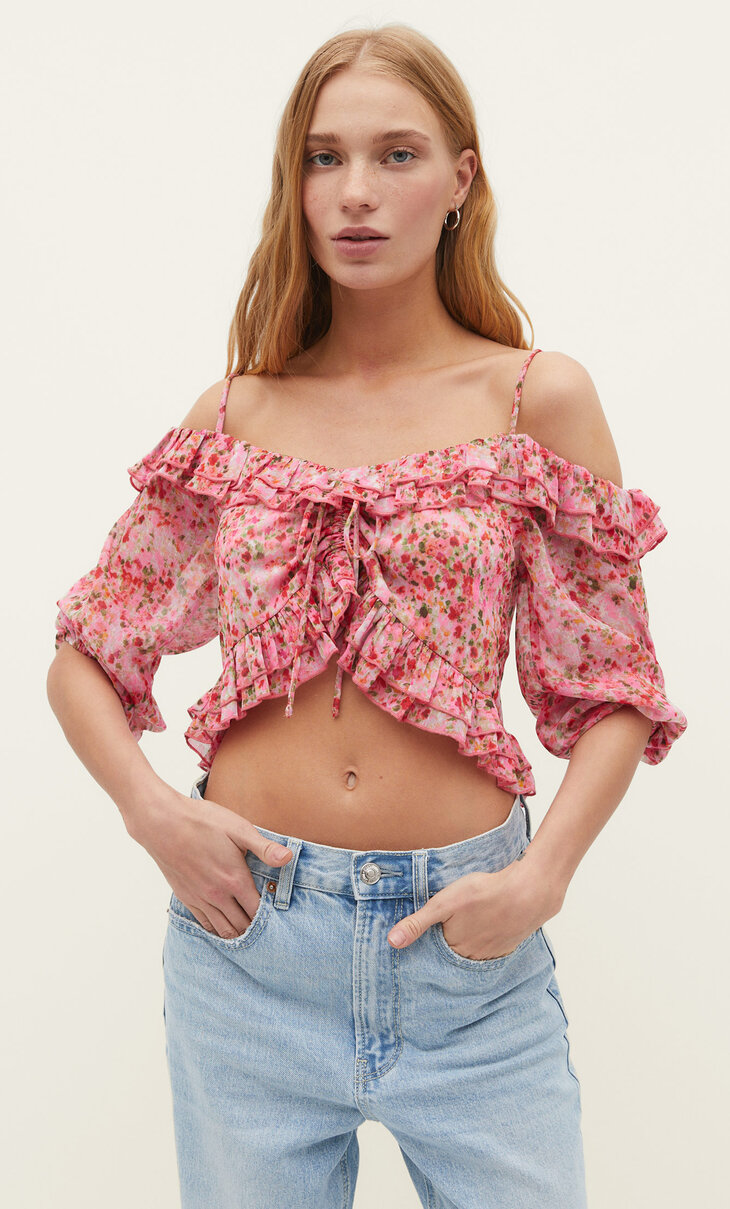 Ruffle off-the-shoulder top