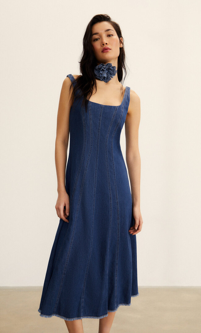 

Stradivarius Jeansowa Sukienka Średniej Długości Denimowy Średni Dark Blue Xl