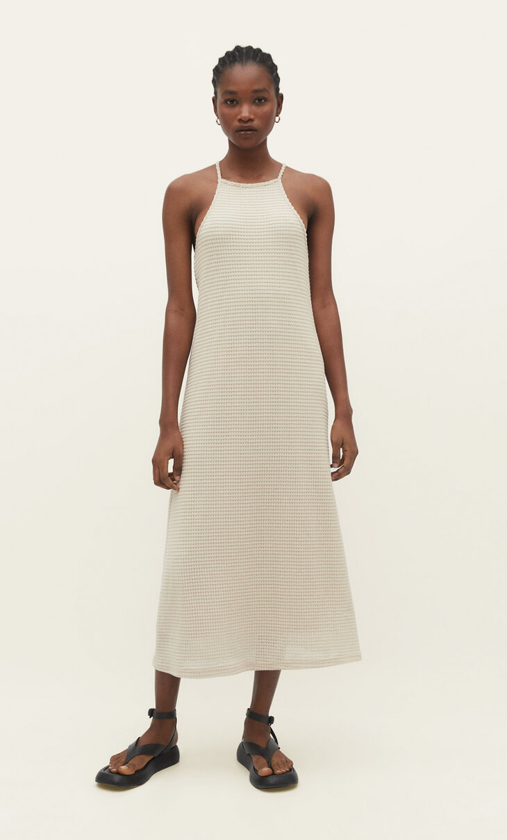 Crochet halter midi dress