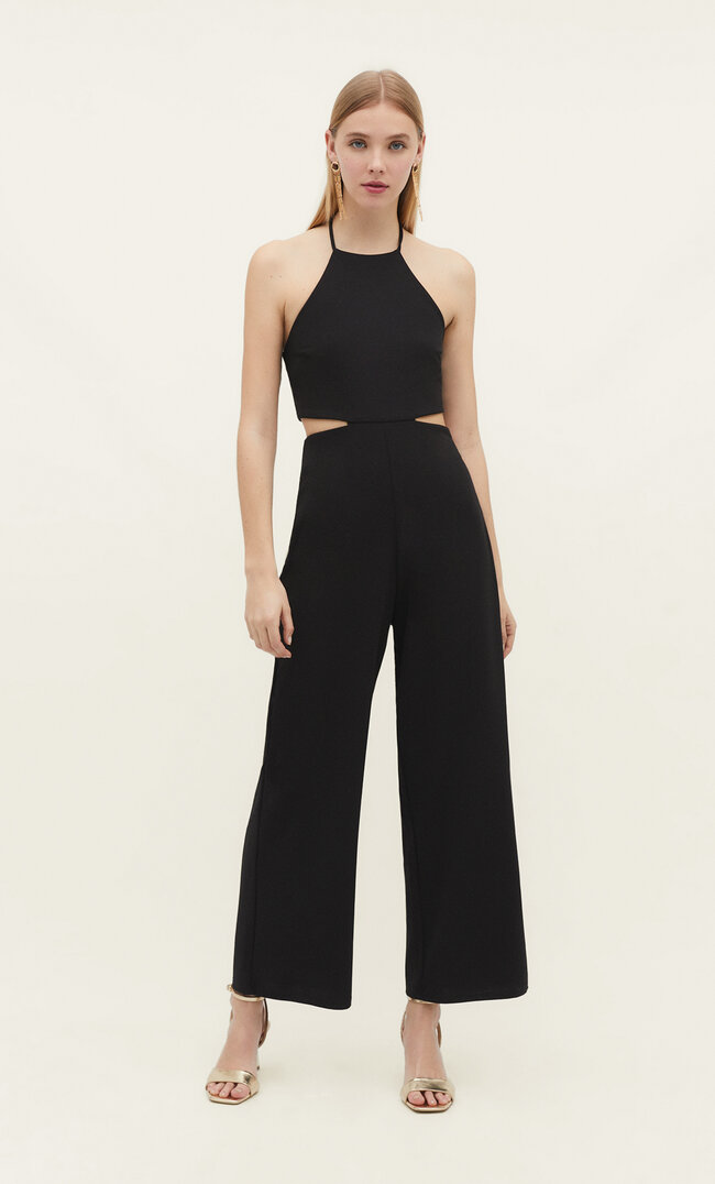 

Stradivarius Neckholder-Jumpsuit aus Strick Schwarz M