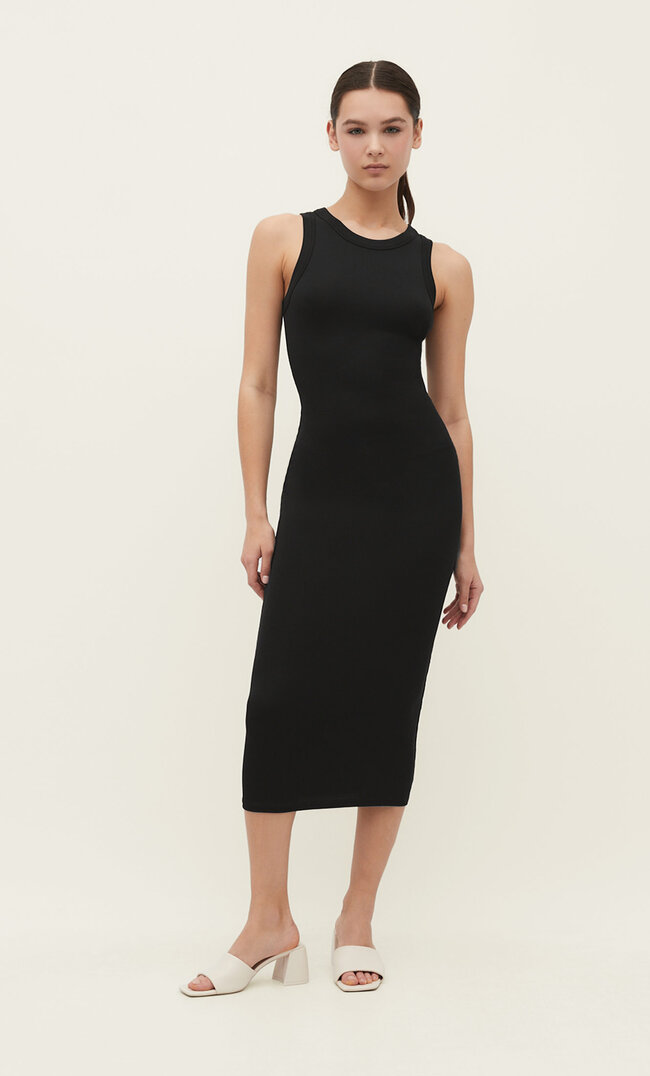 

Stradivarius Neckholder-Midikleid Im Rippenstrick Schwarz Xl