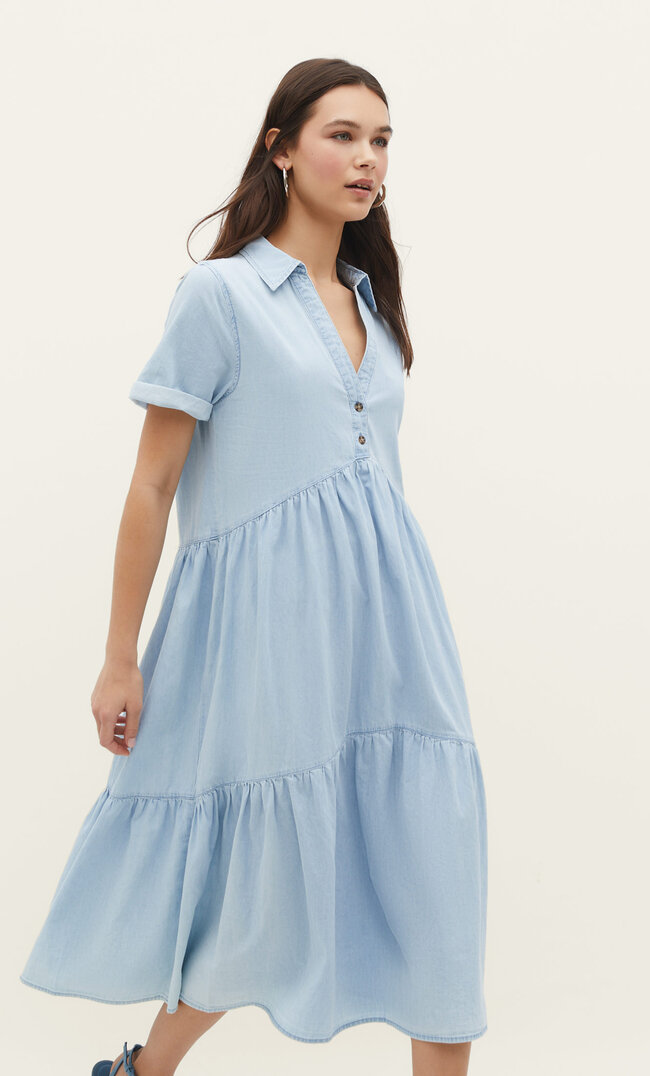 

Stradivarius Midihemdkleid aus Jeans Jeansblau S
