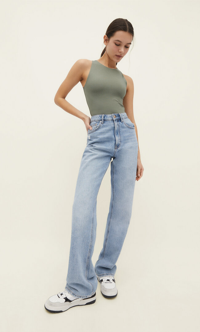 

Stradivarius Body Z Poliamidu Z Dekoltem Halter Khaki S