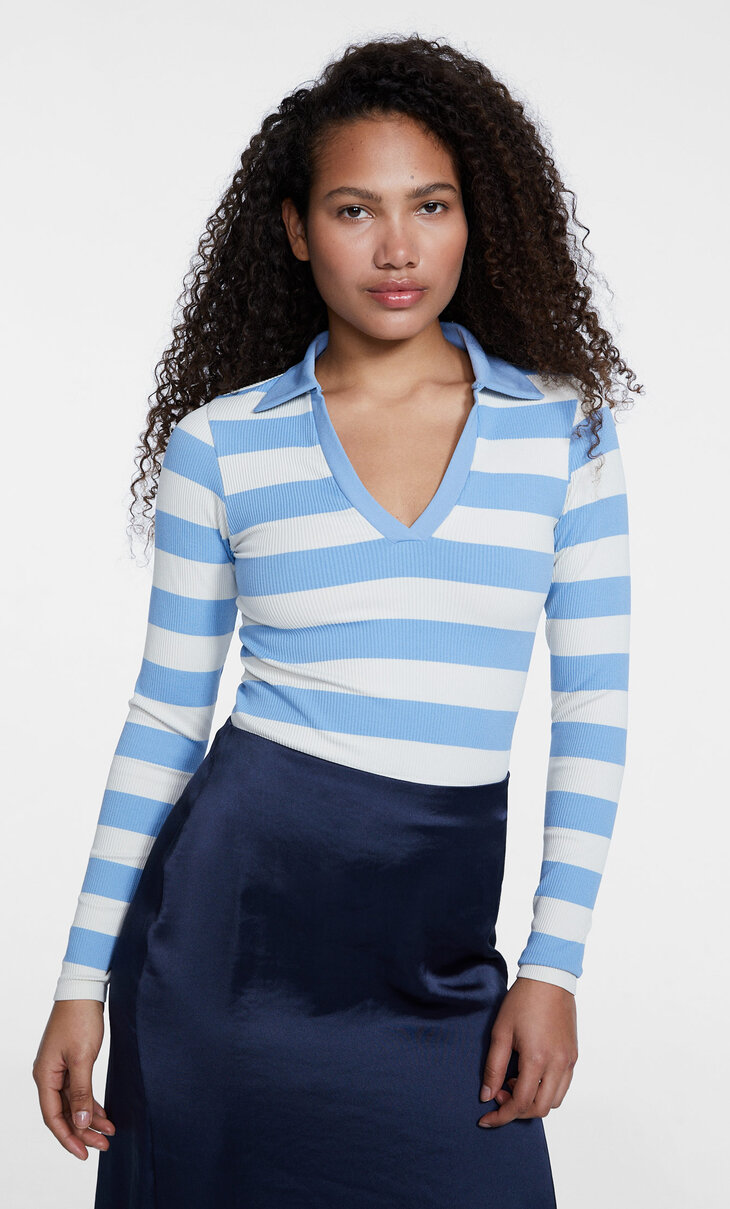 Striped seamless polo shirt