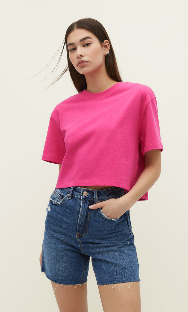 Camiseta crop heavy cotton