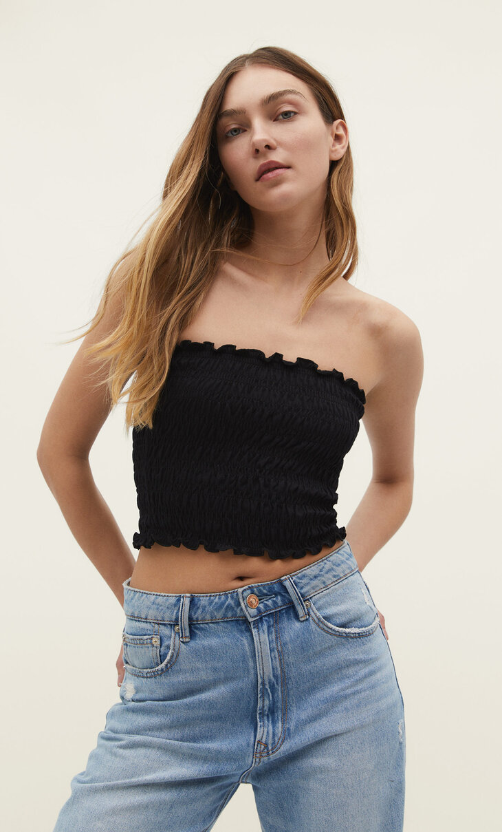 Basic bandeau top with elastic detail