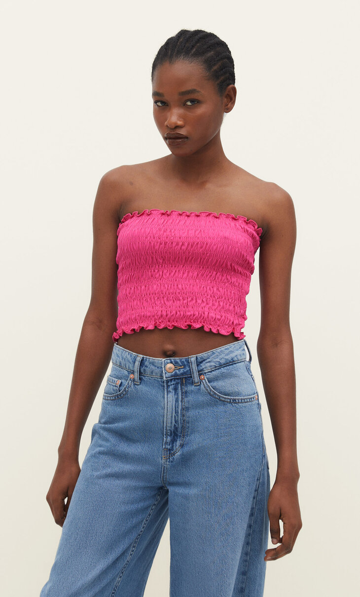 Basic bandeau top with elastic detail